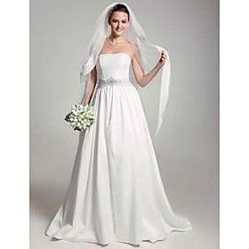 A-line Strapless Court Trains Taffeta Wedding Dresses (WSM04116)