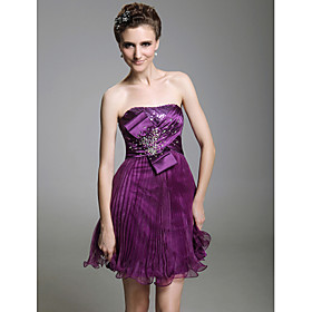 A-line Sweetheart Short/ Mini Sleeveless Elastic Satin Tulle Cocktail Dresses(WSH04186)