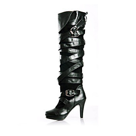 Top Quality PU/Suede Upper High Heels Boot With Strappy Fashion Shoe(0987-X2994)
