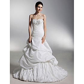 Ball Gown Sweetheart  Court Trains Taffeta  Satin  Wedding Dress (WSM04231)