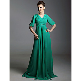 Chiffon Sheath/ Column V-neck Sweep/ Brush Train Evening Dress inspired by Gabourey Sidibe at Golden Globe