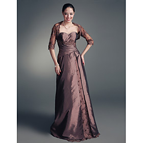 A-line Sweetheart Floor-length Taffeta Satin Mother of the Bride Dress With A Wrap
