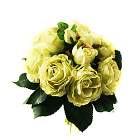 Elegant Silk Rose With Chiffon Decoration Round Wedding Bouquet /Bridal Bouquet(0797-SIM059)