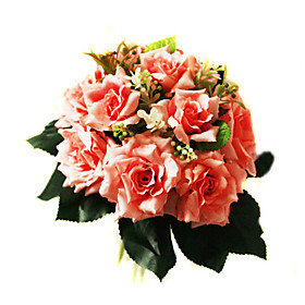 Elegant Silk Rose With Chiffon Decoration Round Wedding Bouquet/ Bridal Bouquet