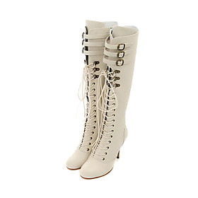 Leather High Heeled Boots w. Strap