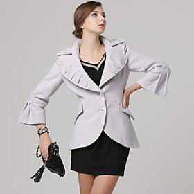 TS Gathered Lapel Collar Tulip Sleeve Coat
