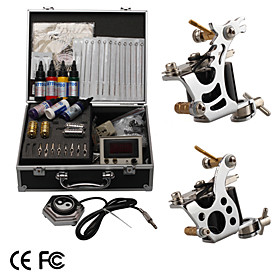Professional Tattoo Kit With 2 Tattoo Guns and LCD Power   Free Ink