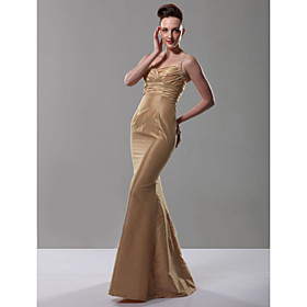 A-line Straps Floor-length Taffeta Bridesmaid/ Wedding Party Dress (HSX136)