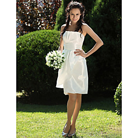 Sheath / Column Strapless Short / Mini Taffeta Wedding Dress (FSY02268)