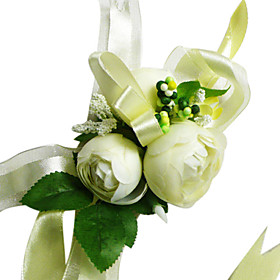 Elegant Light Yellow Silk Rose With Chiffon Decoration Wedding/ Bridal Wrist Flower Elegant Light Yellow Silk Rose With Chiffon Decoration Wedding/ Bridal Wrist Flower
