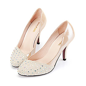 Sheepskin Heels with Rhinestones