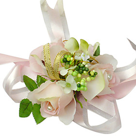 Elegant Light Pink Silk Rose With Chiffon Decoration Wedding/ Bridal Wrist Flower Elegant Light Pink Silk Rose With Chiffon Decoration Wedding/ Bridal Wrist Flower