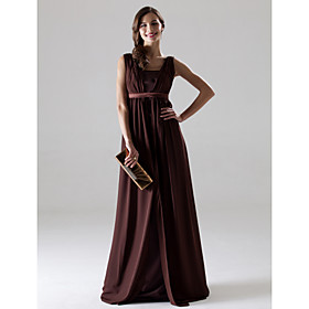 A-line V-neck Sleeveless Floor-length Chiffon Bridesmaid/ Mother of the Bride Dress