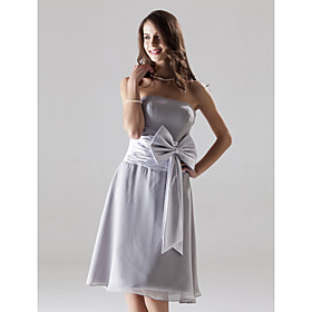 A-line Strapless Chiffon Bridesmaid/ Wedding Party Dress (HSX779)