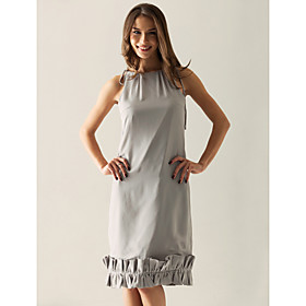 Sheath/ Column Bateau Knee-length Chiffon Over Elastic Satin Bridesmaid/ Wedding Party Dress