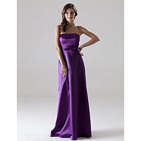 Sheath/ Column Strapless Floor-length Elastic Woven Satin Bridesmaid/ Wedding Party Dress
