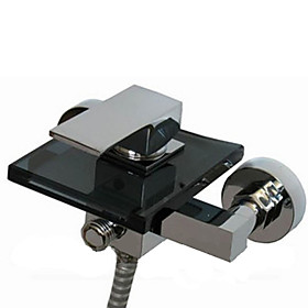 Contemporary Waterfall Tub Faucet with Glass Spout (Wall Mount)