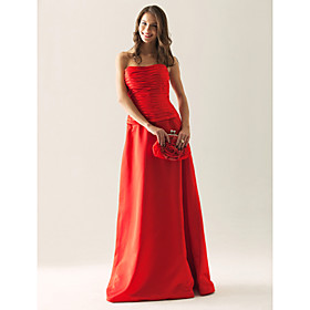 A-line Sweetheart Sweep/ Brush Train Satin Bridesmaid/ Wedding Party Dress (HSX1050)