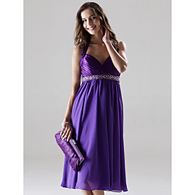 A-line Halter Knee-length Elastic Silk-like Satin Chiffon Bridesmaid/ Wedding Party/ Homecoming Dress