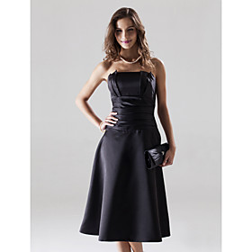 2009 Style A-line Strapless Knee-length Satin Bridesmaid/ Wedding Party Dress (HSX193)