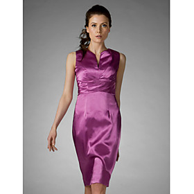 Sheath/ Column Jewel Knee-length Chiffon Bridesmaid/ Wedding Party Dress (SHL006)