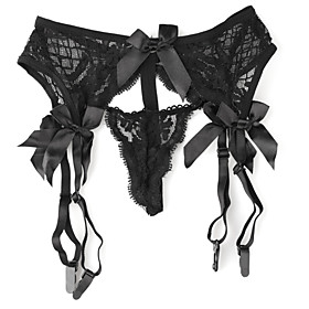 4 Straps Sexy Lace Suspender Belts   Thong Set Party Garters