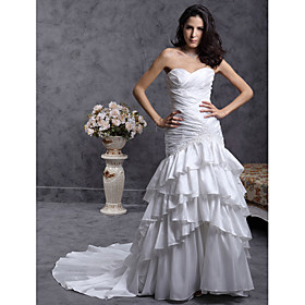 Trumpet/ Mermaid Sweetheart Court Train Taffeta Wedding Dress (WSY02327)