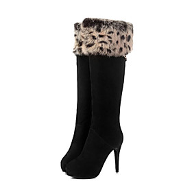 Sheepskin High Heeled Boots With Faux Fur
