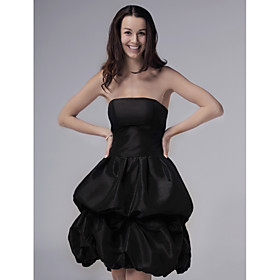 Ball Gown Strapless Short/ Mini Taffeta Bridesmaid/ Wedding Party Dress (HSX038)