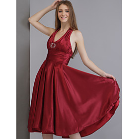 2009 Style A-Line Halter Matte Satin Bridesmaid/ Wedding Party Dress (HSX037)