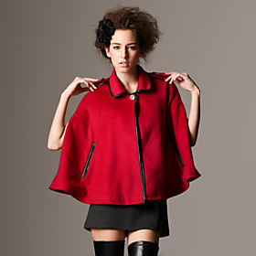Short Style Insert Pocket Lapel Design Cloak / Women's Outerwears (FF-F-BL0736015)