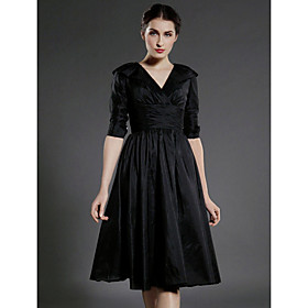 A-line V-neck Knee-length Taffeta Bridesmaid/ Mother of the Bride Dress