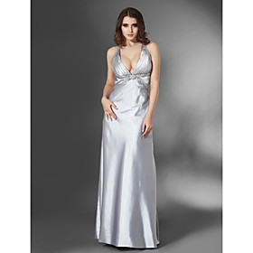 Sheath/ Column Halter Floor-length Elastic Satin Evening Dress (FSA11427)