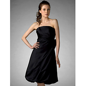 A-line Princess Strapless Knee-length Satin Bridesmaid/ Wedding Party/ Homecoming Dress