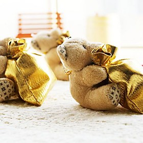 Adorable Wedding Bear Mobile Charm with Gold Favor Bags (set of 12)