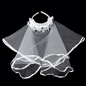 Gorgeous Satin/ Lace With Rhinestone Wedding Flower Girl Veil/ Headband