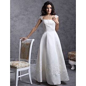 Princess Square Floor-length Satin Lace Wedding Dress for Bride (WGY0011)