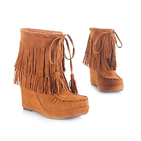 Suede Short Boots w. Two Layered Tassel
