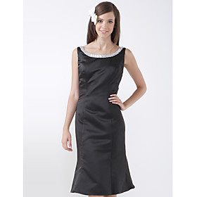 A-line Scoop Knee-length Satin Bridesmaid/ Wedding Party Dress (HSX192)