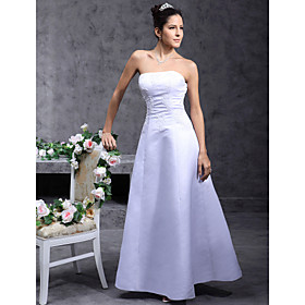 A-line Strapless Floor-length Satin Wedding Dress (YCF123)