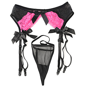 4 Straps Sexy Lace Suspender Belts   Thong Set Party Garters