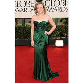 Elisabeth Moss Trumpet/ Mermaid Sweetheart Sweep Train Elastic Satin Evening/ Golden Globe Dress (WSF08508)