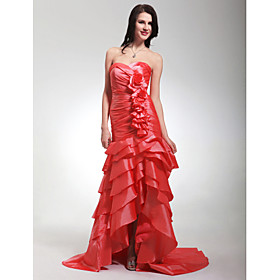 Trumpet/ Mermaid Sweetheart Court Train Taffeta Tiered Evening Dress (FSH02551)