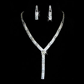 High Quality Czech Rhinestones Alloy Plated Wedding Jewelry Set, Including Necklace And Earrings