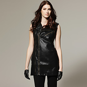 TS Lapel Collar Zipper Vest Sleeveless Jacket