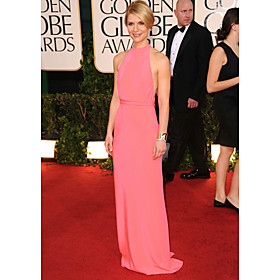 Claire Danes Sheath/ Column Halter Sweep/ Brush Train Chiffon Evening/ Golden Globe Dress (WSA11519)
