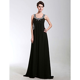 A-line Scoop Sleeveless Floor-length Chiffon Evening Dress (FSH0488)