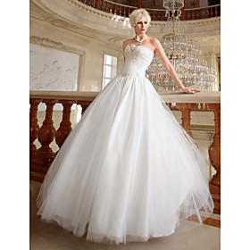 Ball Gown Sweetheart Floor-length Satin Organza Wedding Dress