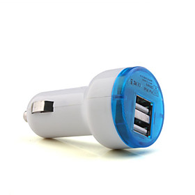 Car Charger for iPad 2/iPhone/iPod/USB Powered gadgets - Dual USB Port(White)