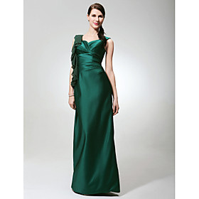 Sheath/ Column V-neck Floor-length Satin Chiffon Bridesmaid Dress (FSA11553)